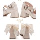 Iris Corolla Tulips Chunky Heel Shoes(Reservation/5 Colours/Full Payment Without Shipping)